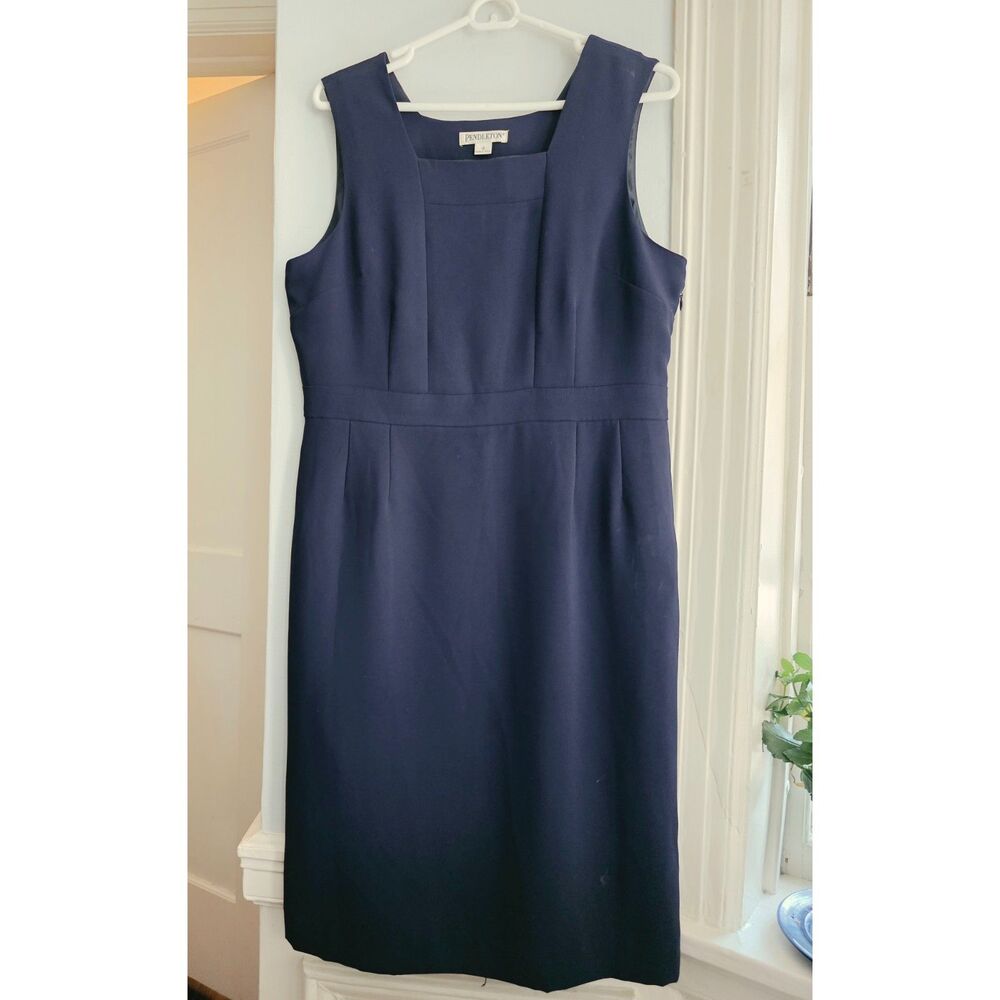 Pendleton Navy Blue Lined Sheath Dress Size 12